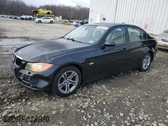 2008 BMW 3 Series 328xi with VIN WBAVC73598KP39801, listed as a Copart auction lot 43530145 with 140,626 mi miles and Salvage Title. Bid and sale history available at carsss.com. Image 1.