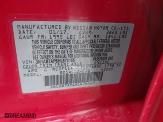 2017 Nissan Sentra SV with VIN 3N1AB7AP6HL676165, listed as a IAAI auction lot 41918924 with 56,699 mi miles. Bid and sale history available at carsss.com. Image 9.