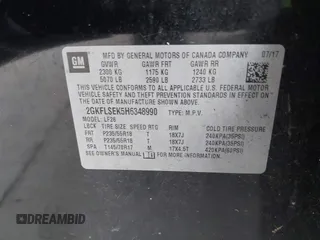 2017 GMC Terrain SLE with VIN 2GKFLSEK5H6348990, listed as a IAAI auction lot 41679135 with 83,719 mi miles. Bid and sale history available at carsss.com. Image 9.