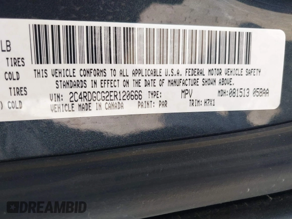 2014 Dodge Grand Caravan SXT z VIN 2C4RDGCG2ER120666, wystawiony jako IAAI lot #42031657 z przebiegiem 126 467 mil mil oraz . Historia ofert i sprzedaży dostępna na DreamBid. Obrazek 9.