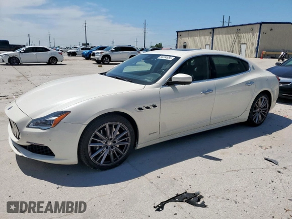2019 Maserati Quattroporte S GranLusso z VIN ZAM56YPL0K1322908, wystawiony jako Copart lot #56584955 z przebiegiem 35 842 mil mil oraz Szkoda całkowita • Salvage title. Historia ofert i sprzedaży dostępna na DreamBid. Obrazek 1.
