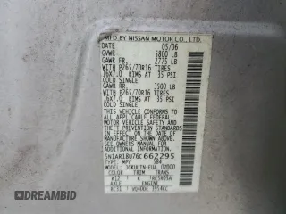 2006 Nissan Pathfinder SE z VIN 5N1AR18U76C662295, wystawiony jako Copart lot #53984805 z przebiegiem 314 037 mil mil oraz Szkody całkowita. Historia ofert i sprzedaży dostępna na DreamBid. Obrazek 14.