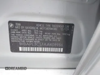 2010 BMW 3 Series 335i xDrive with VIN WBAPL3C57AA408986, listed as a IAAI auction lot 42064873 with 111,699 mi miles and . Bid and sale history available at DreamBid. Image 9.