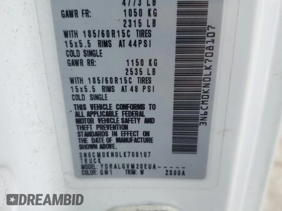 2020 Nissan NV200 SV z VIN 3N6CM0KN0LK708107, wystawiony jako Copart lot #53154345 z przebiegiem 137 947 mil mil oraz Szkoda całkowita • Salvage title. Historia ofert i sprzedaży dostępna na DreamBid. Obrazek 15.