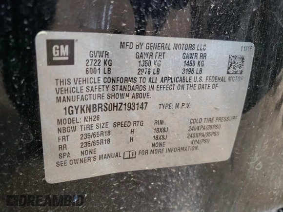 2017 Cadillac XT5 Luxury FWD with VIN 1GYKNBRS0HZ193147, listed as a Copart auction lot 51471735 with 115,671 mi miles and Salvage Title. Bid and sale history available at DreamBid. Image 15.