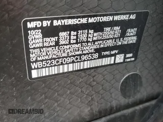 2023 BMW iX xDrive50 z VIN WB523CF09PCL96538, wystawiony jako Copart lot #44728454 z przebiegiem 33 929 mil mil oraz . Historia ofert i sprzedaży dostępna na DreamBid. Obrazek 12.