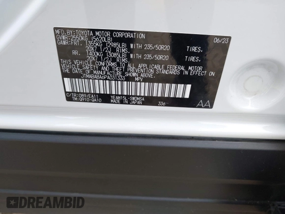 2023 Subaru Solterra Premium z VIN JTMABABA6PA031333, wystawiony jako IAAI lot #42267317 z przebiegiem 9 961 mil mil oraz . Historia ofert i sprzedaży dostępna na DreamBid. Obrazek 9.