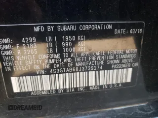 2018 Subaru Impreza Premium with VIN 4S3GTAB68J3739274, listed as a Copart auction lot 62193185 with 58,518 mi miles and Salvage title. Bid and sale history available at DreamBid. Image 12.