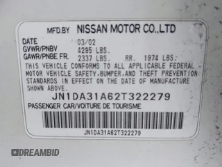 2002 Nissan Maxima GLE с VIN JN1DA31A62T322279, выставлен на аукционе IAAI как лот 42468817 с пробегом Не указан миль и . История ставок и продаж доступна на DreamBid. Изображение 9.