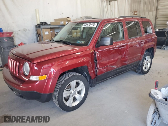 2014 Jeep Patriot Latitude with VIN 1C4NJRFB2ED734624, listed as a Copart auction lot 60675175 with 91,624 mi miles and Salvage title. Bid and sale history available at DreamBid. Image 1.