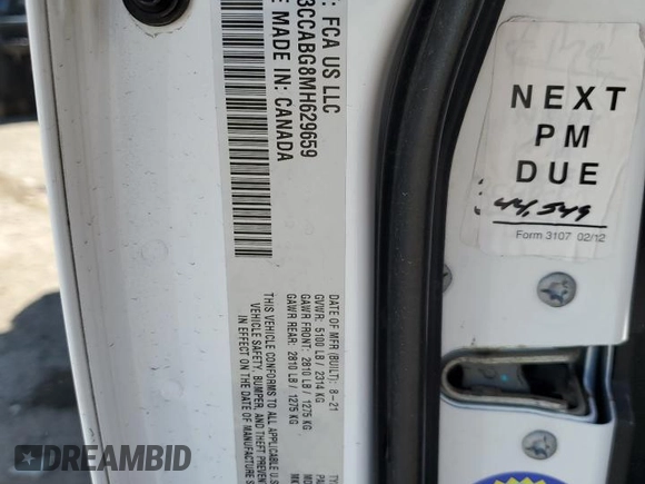 2021 Chrysler 300 S with VIN 2C3CCABG8MH629659, listed as a Copart auction lot 54909235 with 64,428 mi miles and Salvage title. Bid and sale history available at DreamBid. Image 13.