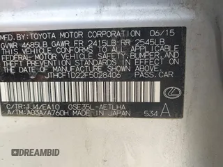 2015 Lexus IS 250 with VIN JTHCF1D22F5028406, listed as a IAAI auction lot 41863978 with 144,451 mi miles and . Bid and sale history available at DreamBid. Image 9.