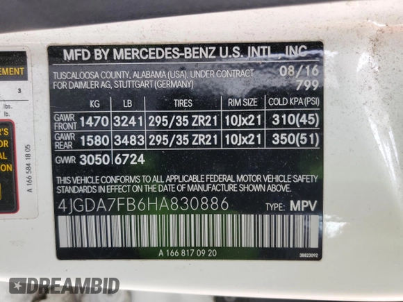 2017 Mercedes-Benz GLE 63 S AMG with VIN 4JGDA7FB6HA830886, listed as a Copart auction lot 60837725 with 130,771 mi miles and Clean title. Bid and sale history available at DreamBid. Image 13.