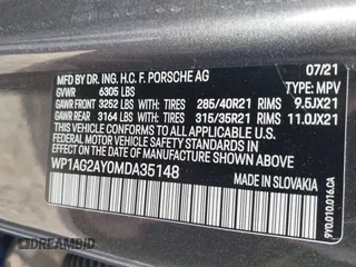 2021 Porsche Cayenne GTS z VIN WP1AG2AY0MDA35148, wystawiony jako IAAI lot #41949459 z przebiegiem 12 844 mil mil oraz . Historia ofert i sprzedaży dostępna na DreamBid. Obrazek 9.