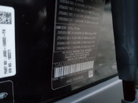 2018 Land Rover Range Rover Sport with VIN SALWR2RE0JA182071, listed as a Copart auction lot 79404014 with Not Provided miles and Salvage Title. Bid and sale history available at carsss.com. Image 14.