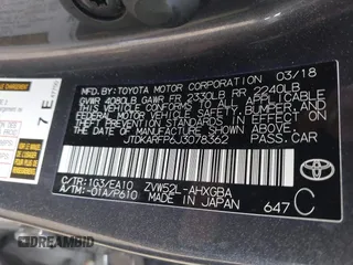 2018 Toyota Prius Plus with VIN JTDKARFP6J3078362, listed as a IAAI auction lot 42021835 with 61,170 mi miles and . Bid and sale history available at DreamBid. Image 9.