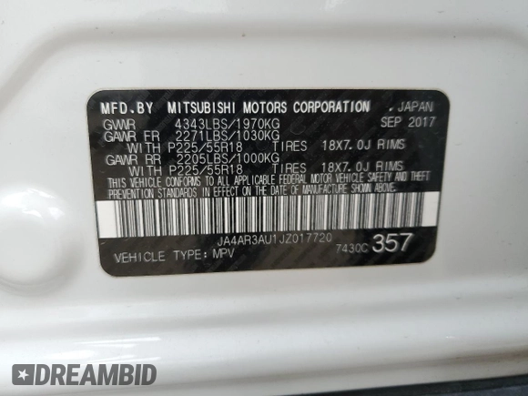 2018 Mitsubishi Outlander Sport ES 2.0 with VIN JA4AR3AU1JZ017720, listed as a Copart auction lot 50654725 with 99,038 mi miles and Salvage Title. Bid and sale history available at carsss.com. Image 14.