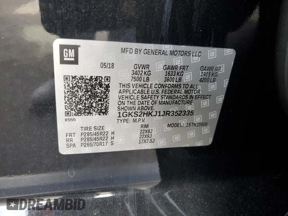 2018 GMC Yukon XL Denali with VIN 1GKS2HKJ1JR352335, listed as a Copart auction lot 71974934 with 63,038 mi miles and Salvage Title. Bid and sale history available at carsss.com. Image 16.