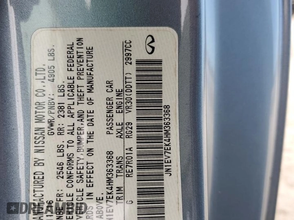 2017 Infiniti Q60 Premium with VIN JN1EV7EK4HM363368, listed as a Copart auction lot 63076615 with 77,198 mi miles and Salvage title. Bid and sale history available at DreamBid. Image 12.