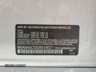 2016 BMW 3 Series 320i z VIN WBA8A9C52GK619027, wystawiony jako Copart lot #48972325 z przebiegiem 118 245 mil mil oraz Szkoda całkowita • Salvage title. Historia ofert i sprzedaży dostępna na DreamBid. Obrazek 14.