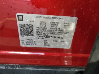 2019 Chevrolet Traverse RS with VIN 1GNEVJKW7KJ226510, listed as a Copart auction lot 80534373 with 108,421 mi miles and Salvage Title. Bid and sale history available at carsss.com. Image 14.