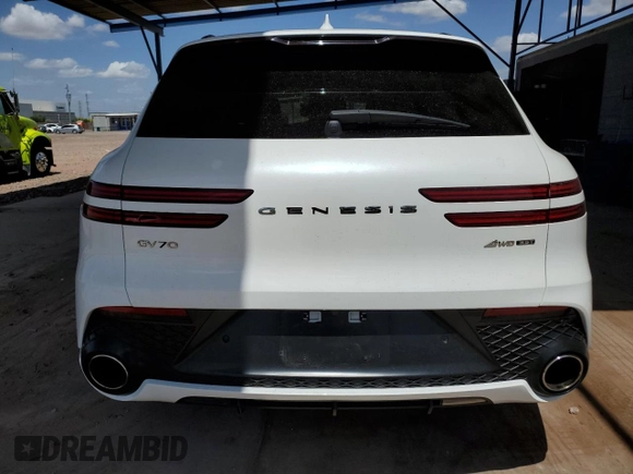 2023 Genesis GV70 Sport with VIN KMUMCDTC3PU084756, listed as a Copart auction lot 53306245 with 27,682 mi miles and Salvage Title. Bid and sale history available at DreamBid. Image 6.