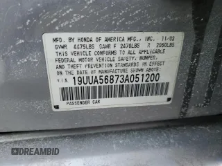2003 Acura TL Type S with VIN 19UUA56873A051200, listed as a Copart auction lot 41749465 with 154,443 mi miles and Salvage Title. Bid and sale history available at carsss.com. Image 12.