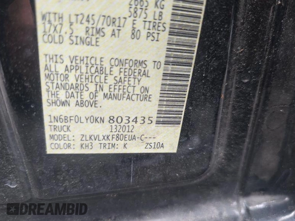 2019 Nissan NV SV z VIN 1N6BF0LY0KN803435, wystawiony jako IAAI lot #42566203 z przebiegiem 140 027 mil mil oraz . Historia ofert i sprzedaży dostępna na DreamBid. Obrazek 5.