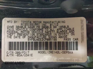 2012 Toyota Corolla L with VIN 5YFBU4EE2CP005199, listed as a IAAI auction lot 42017006 with 132,016 mi miles and . Bid and sale history available at DreamBid. Image 9.