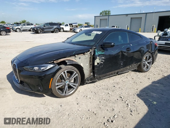 2023 BMW 4 Series 430i with VIN WBA53AP00PCL19557, listed as a Copart auction lot 55710174 with 14,982 mi miles and Salvage title. Bid and sale history available at DreamBid. Image 1.