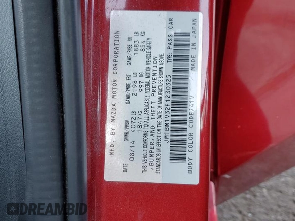 2015 Mazda 3 S Touring with VIN JM1BM1V32F1230325, listed as a Copart auction lot 54427335 with 94,661 mi miles and Salvage Title. Bid and sale history available at DreamBid. Image 13.