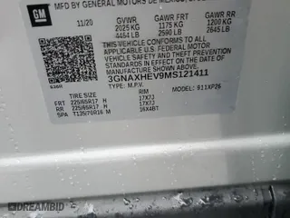 2021 Chevrolet Equinox LS with VIN 3GNAXHEV9MS121411, listed as a Copart auction lot 47842115 with 75,593 mi miles and Salvage Title. Bid and sale history available at carsss.com. Image 15.