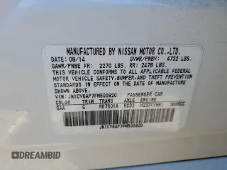 2015 Infiniti Q40 with VIN JN1CV6AP7FM500920, listed as a Copart auction lot 84274844 with 59,860 mi miles and Salvage Title. Bid and sale history available at carsss.com. Image 12.