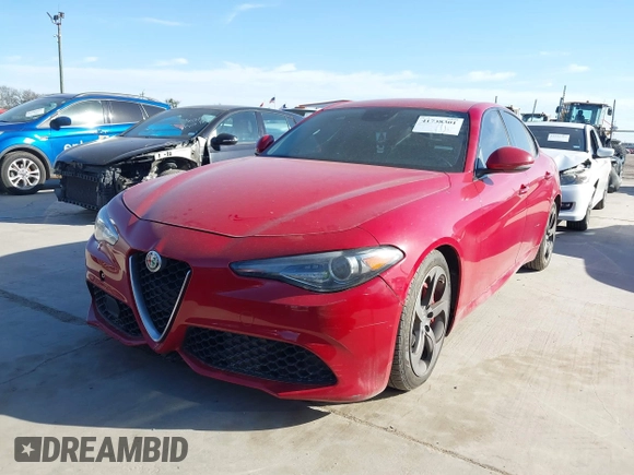 2018 Alfa Romeo Giulia with VIN ZARFAEBN8J7567620, listed as a IAAI auction lot 41738301 with 80,194 mi miles. Bid and sale history available at carsss.com. Image 2.
