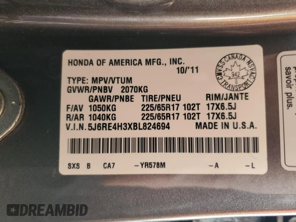 2011 Honda CR-V LX with VIN 5J6RE4H3XBL824694, listed as a Copart auction lot 55517635 with 132,438 mi miles and Clean Title. Bid and sale history available at carsss.com. Image 13.
