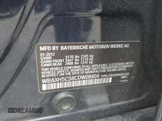 2012 BMW 5 Series 528i xDrive with VIN WBAXH5C58CDW08404, listed as a IAAI auction lot 42222460 with 146,851 mi miles and . Bid and sale history available at DreamBid. Image 9.