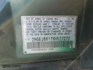 1999 Honda Civic VP with VIN 2HGEJ6617XH527272, listed as a Copart auction lot 49640465 with 278,909 mi miles and Salvage Title. Bid and sale history available at carsss.com. Image 12.