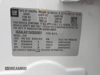 2010 Saturn VUE XE 1SB z VIN 3GSALAE13AS583651, wystawiony jako IAAI lot #42155756 z przebiegiem 179 817 mil mil oraz . Historia ofert i sprzedaży dostępna na DreamBid. Obrazek 9.