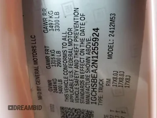 2022 Chevrolet Colorado 2WD Work Truck z VIN 1GCHSBEA2N1255924, wystawiony jako Copart lot #50080825 z przebiegiem 55 117 mil mil oraz Szkoda całkowita • Salvage title. Historia ofert i sprzedaży dostępna na DreamBid. Obrazek 12.