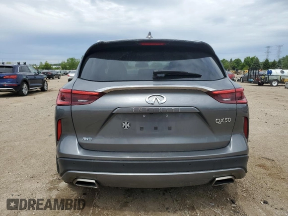 2021 Infiniti QX50 Luxe with VIN 3PCAJ5BB3MF120184, listed as a Copart auction lot 58276615 with 59,974 mi miles and Salvage title. Bid and sale history available at DreamBid. Image 6.