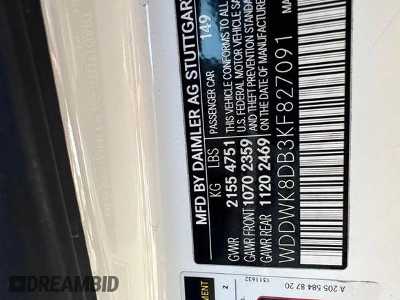 2019 Mercedes-Benz C 300 z VIN WDDWK8DB3KF827091, wystawiony jako Copart lot #57204495 z przebiegiem 114 498 mil mil oraz Czysty tytuł • Clean title. Historia ofert i sprzedaży dostępna na DreamBid. Obrazek 10.