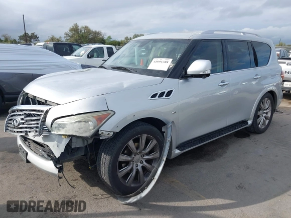 2014 Infiniti QX80 z VIN JN8AZ2NE0E9063701, wystawiony jako IAAI lot #41891388 z przebiegiem 178 249 mil mil oraz . Historia ofert i sprzedaży dostępna na DreamBid. Obrazek 2.