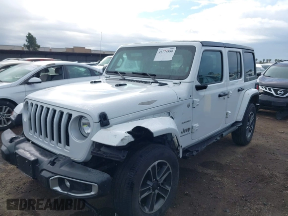 2023 Jeep Wrangler Sahara with VIN 1C4HJXEN7PW701607, listed as a IAAI auction lot 41774580 with 13,376 mi miles. Bid and sale history available at carsss.com. Image 6.