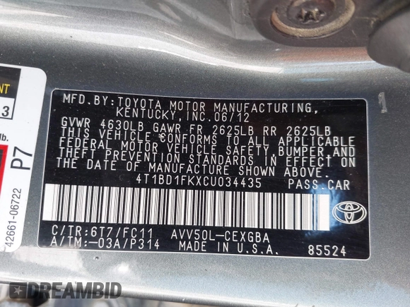 2012 Toyota Camry XLE z VIN 4T1BD1FKXCU034435, wystawiony jako IAAI lot #42024179 z przebiegiem 183 534 mil mil oraz . Historia ofert i sprzedaży dostępna na DreamBid. Obrazek 9.