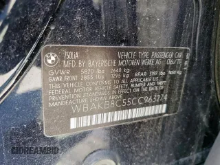 2012 BMW 7 Series 750Li с VIN WBAKB8C55CC963274, выставлен на аукционе Copart как лот 47460725 с пробегом 165 453 миль миль и Чистый • Clean title. История ставок и продаж доступна на DreamBid. Изображение 12.