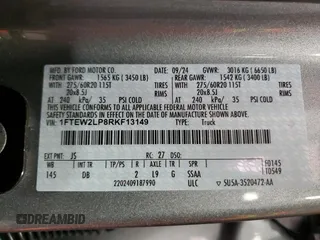 2024 Ford F-150 STX with VIN 1FTEW2LP8RKF13149, listed as a Copart auction lot 50226125 with 2,637 mi miles and Salvage Title. Bid and sale history available at carsss.com. Image 13.
