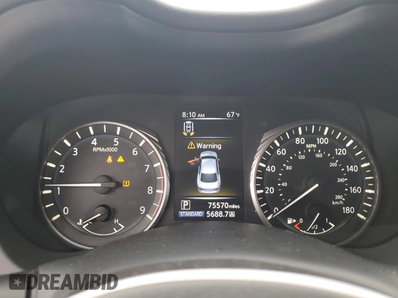 2021 Infiniti Q50 Luxe with VIN JN1EV7BP3MM702065, listed as a Copart auction lot 59577685 with 75,570 mi miles and Salvage title. Bid and sale history available at DreamBid. Image 9.