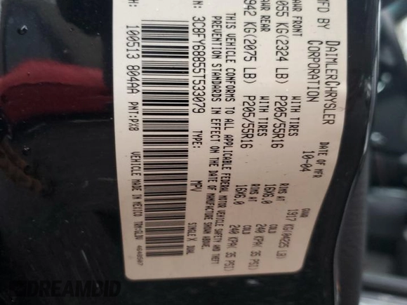 2005 Chrysler PT Cruiser Limited with VIN 3C8FY68855T533079, listed as a Copart auction lot 83858344 with 145,734 mi miles and Salvage title. Bid and sale history available at DreamBid. Image 13.
