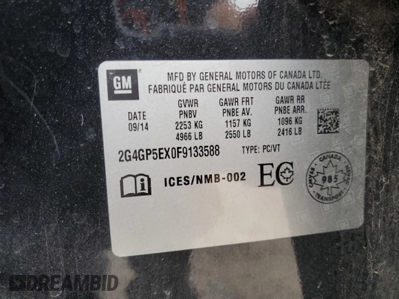 2015 Buick Regal Premium I с VIN 2G4GP5EX0F9133588, выставлен на аукционе Copart как лот 60503745 с пробегом 148 768 миль миль и Списание • Salvage title. История ставок и продаж доступна на DreamBid. Изображение 12.