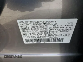 2022 Acura MDX w/Technology Package with VIN 5J8YE1H45NL014145, listed as a Copart auction lot 48190145 with 37,849 mi miles and Salvage Title. Bid and sale history available at carsss.com. Image 14.